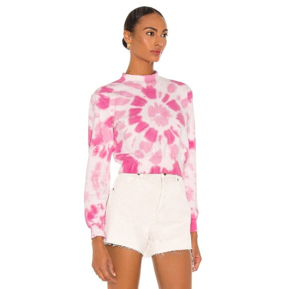 Pam & Gela Medium Tie-Dye Pink & White Cropped Sweatshirt - Picture 15 of 16